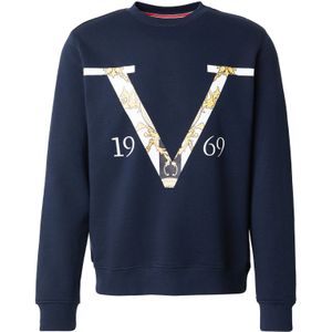 19V69 ITALIA Sweatshirt 'Nico Old Baroque'  navy / lichtgeel / zwart / wit