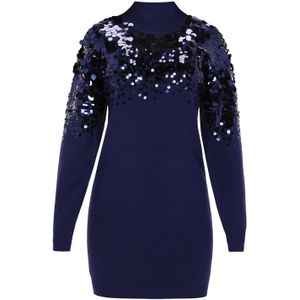 faina Gebreide jurk  navy