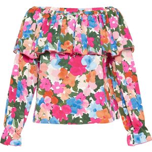 FELIPA Blouse 'Fashion Look'  donkergroen / oranje / pink / wit