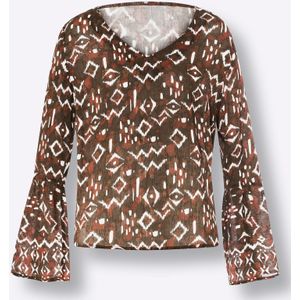 Blouse - Roodbruin/Champagne - 100% Viscose - Lange Mouwen
