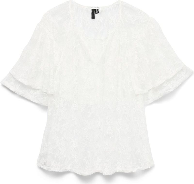 Vmceline - Blouse - O-hals - Korte Mouwen - Volumineuze Mouwen - Ruches - Volume Fit