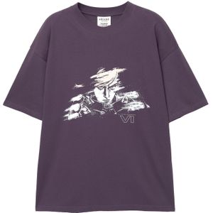 Pull&Bear Shirt  violetblauw / wit