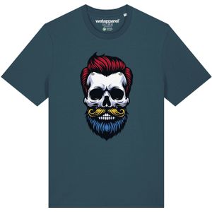 Watapparel Shirt 'Hipster Skull'  blauw / geel / petrol / rood / wit