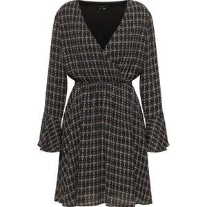 faina Jurk  cognac / lichtgrijs / zwart