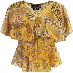 faina Blouse  crème / lichtbruin / mosterd / honing / zwart