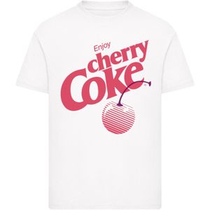 F4NT4STIC Shirt 'Coca Cola Enjoy Cherry Coke'  pink / wit