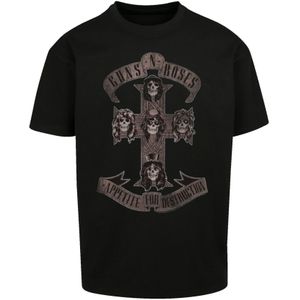 F4NT4STIC Shirt 'Guns 'n' Roses'  chamois / zwart / wit