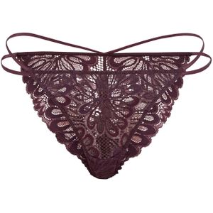 LSCN by LASCANA - String - Aubergine - Bladeren Kant - 1 stuk