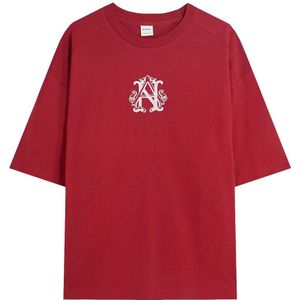 Bershka Shirt  donkerrood / wit