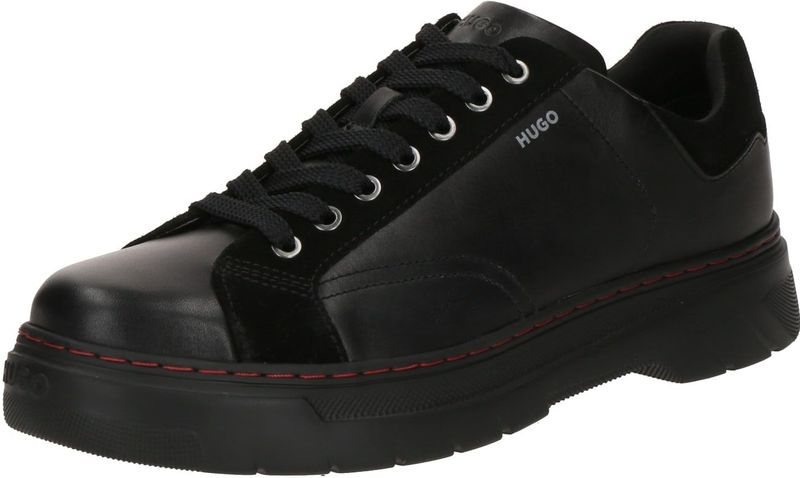 HUGO - Urian - Leren Schoenen - Zwart - Plat - Veters - Casual