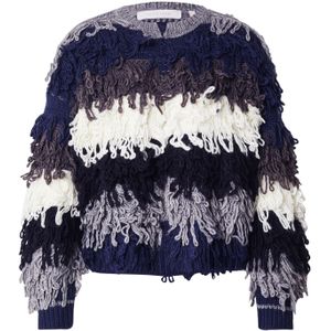 Rich & Royal Gebreid vest  ecru / zilvergrijs / aubergine / donkerlila