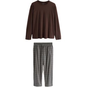 Next Pyjama lang  stone grey / bordeaux / wit