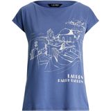 Lauren Ralph Lauren - Shirt - Duifblauw - Normale Pasvorm - Kwartmouw