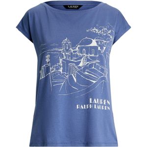 Lauren Ralph Lauren - Shirt - Duifblauw - Normale Pasvorm - Kwartmouw