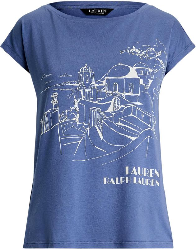 Lauren Ralph Lauren - Shirt - Duifblauw - Normale Pasvorm - Kwartmouw