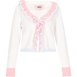 MYMO Gebreid vest 'Back To School'  pastelblauw / rosa / wit