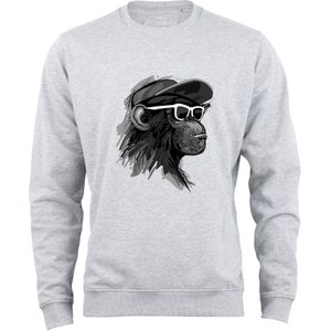 Cotton Prime Sweatshirt 'Cool Monkey mit Brille '  grijs / donkergrijs / wit