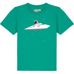 watabout.kids Shirt 'Fly Me To The Moon'  rookgrijs / grasgroen / wit