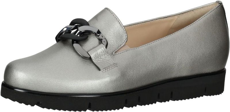 HASSIA - Instappers - Lichtgrijs - Glad Leer - Middelhoge Hak