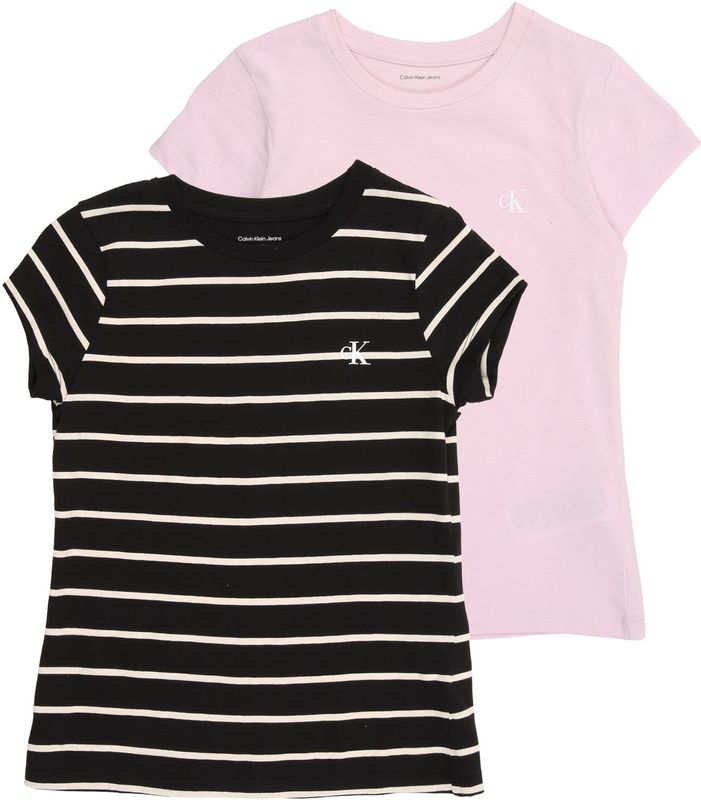 Calvin Klein - T-shirt - Light lilac/Ck black - 2-PACK STRIPE SLIM SS T-SHIRT