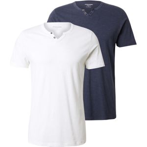 JACK & JONES Shirt 'JJESPLIT'  navy / wit