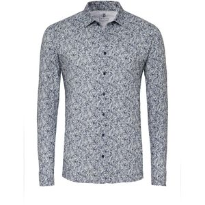 DESOTO - Overhemd - Blauw / Grijs - Slim Fit - Lange Mouw