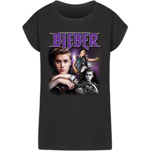F4NT4STIC Shirt 'Justin Bieber Iconic'  grijs / lila / zwart / wit