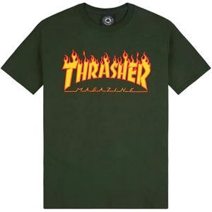 THRASHER Shirt 'FLAME'  groen