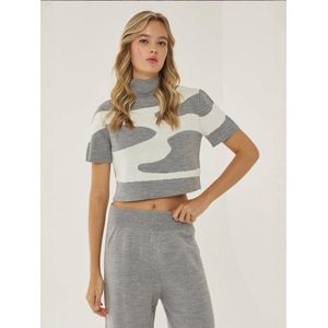 Hiccup Trui  grijs gemêleerd / wit