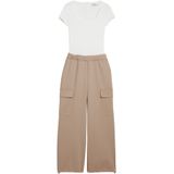 Gecombineerde Cargojumpsuit - Tweekleurig - Lange Jumpsuit - Korte Mouwen - Gerecycled Polyester