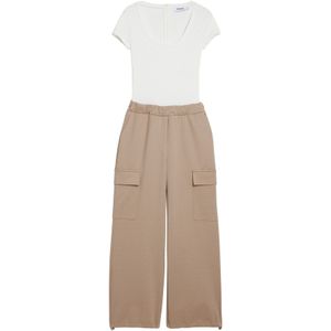 Gecombineerde Cargojumpsuit - Tweekleurig - Lange Jumpsuit - Korte Mouwen - Gerecycled Polyester