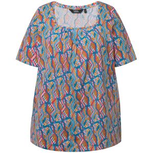 Ulla Popken Shirt  blauw / bruin / rood