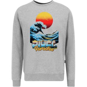 Oldskull Sweatshirt 'Retro Pixel Wave Logo Graphic'  grijs