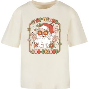 F4NT4STIC Shirt 'Stay Merry And Bright Hippie Santa'  sand / gemengde kleuren