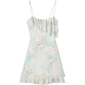 Bershka Cocktailjurk  lichtblauw / pink / wit