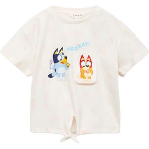MANGO KIDS Shirt 'BLUKIWI'  lichtblauw / koraal / rood / offwhite