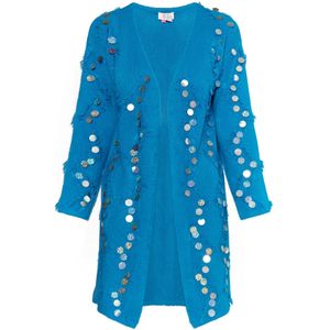 IZIA Gebreid vest  hemelsblauw / zilver