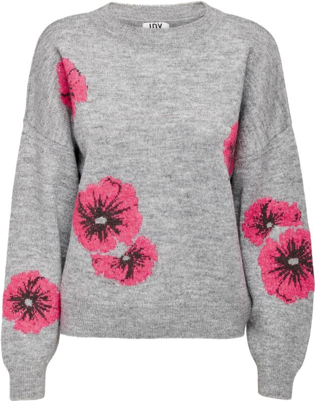 JDY Trui 'FLORIS'  grijs gemêleerd / rood gemêleerd / zwart