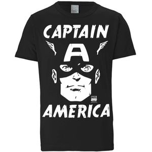 LOGOSHIRT Shirt 'Marvel Comics - Captain America'  zwart