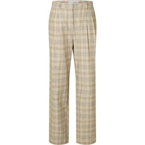 SELECTED Bandplooibroek 'SLFGajo'  sand / navy / wit