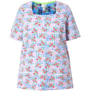 Ulla Popken Shirt  hemelsblauw / oranje / pastelroze / wit