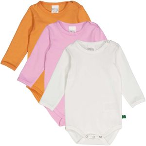 Fred's World by GREEN COTTON Rompertje/body  mandarijn / rosa / wit