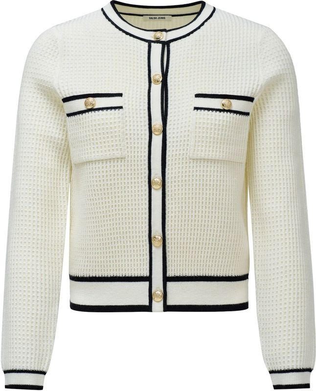Salsa Jeans - Chanel - Cardigan - Wit - Slanke Pasvorm - Lange Mouwen