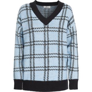 Influencer Trui  lichtblauw / zwart