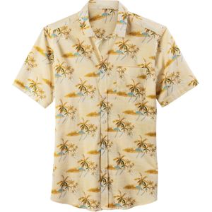 Vrijetijdshemd - Geel Gedessineerd - Katoen - Korte Mouw - Kentkraag