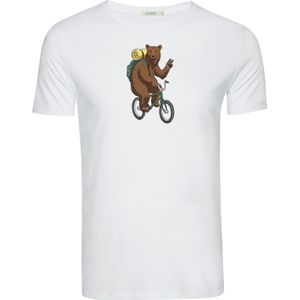 GREENBOMB Shirt 'Animal Bear Bike'  bruin / groen / wit