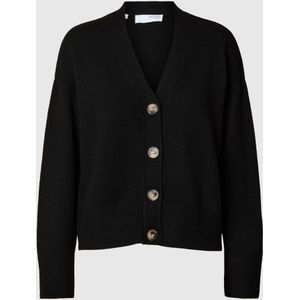 SELECTED Gebreid vest  lichtbruin / zwart