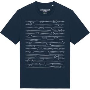 Watapparel Shirt ' Doodle Cats '  donkerblauw / wit