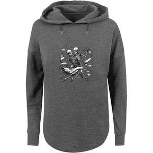 F4NT4STIC Sweatshirt 'Skelettpaar Tanzt Mit Band'  donkergrijs / wit