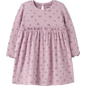 Jurk - All-over Print - Ribgebreid - Lange Mouwen - Regular Fit